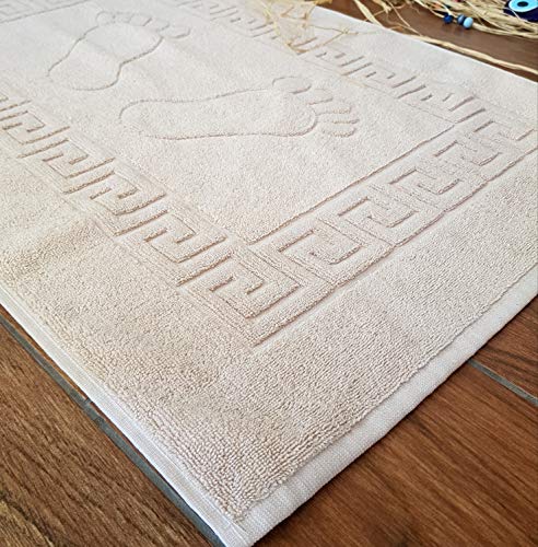 Secret Sea Collection Footprint Bath Mat Towel, Foot Towel, 100% Turkish Cotton, Washable, Reversible (20'' x 28'') (Latte)