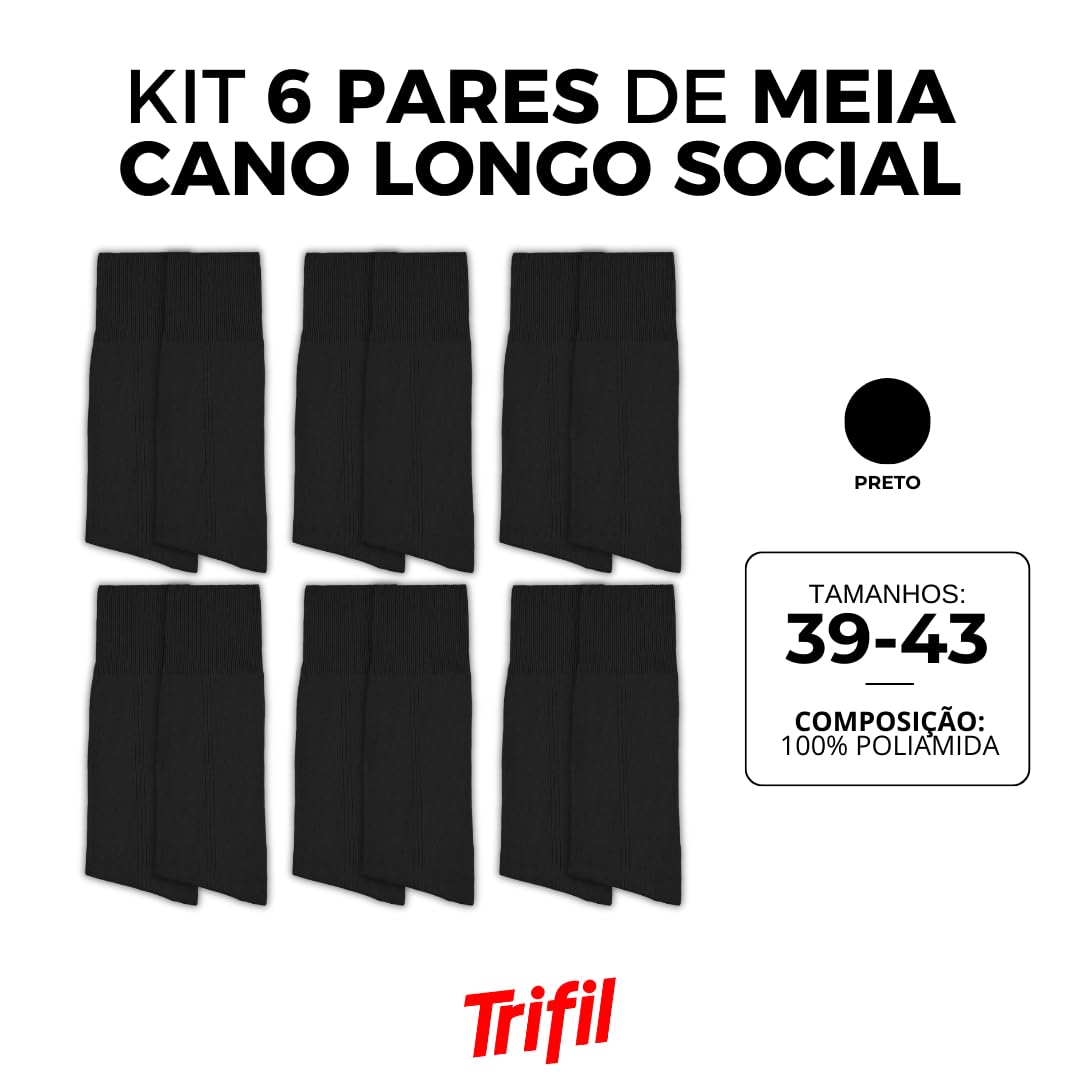 Kit 06 Pares Meia Social Trifil Lisa 100% Poliamida Masculino Adulto em promoção! Veja a oferta e mais achadinhos de Moda íntima 3 Hoje é o melhor dia para comprar Kit 06 Pares Meia Social Trifil Lisa 100% Poliamida Masculino Adulto com aquele preço maroto! Promoção! Aproveite a oferta! 3