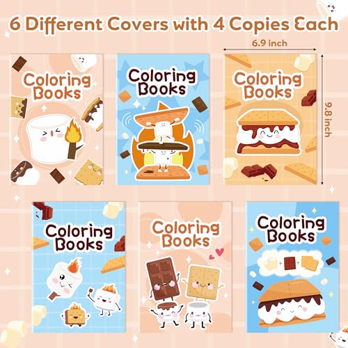 Image of Marshmallow Coloring Books for Kids 24Pcs Bulk Campfire Camping Themed Mini Coloring Booklet DIY Art Drawing Book with Marshmallow for Toddlers Kids Birthday Party Favors Goodie Bag Filler