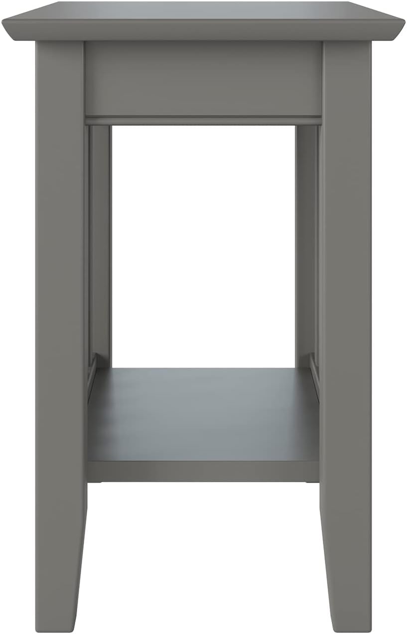AFI Mission Chair Side Table with Charging Station in Grey, Chair Side Table (22" x 14")
