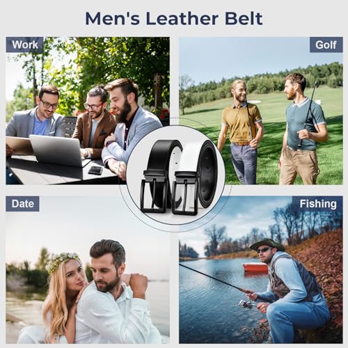 Mens Reversible Leather Belts, Casual Golf Dress Belt for Men Pants, 2 Sides Wear Belt4