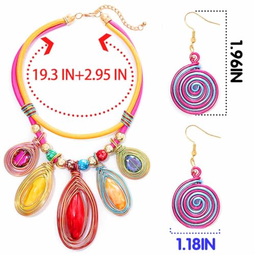 Barode African Statement Choker Necklaces Pride Colorful Chunky Bib Collar Necklace Ethnic Indian Tribal Jewelry Set for Women (A)4
