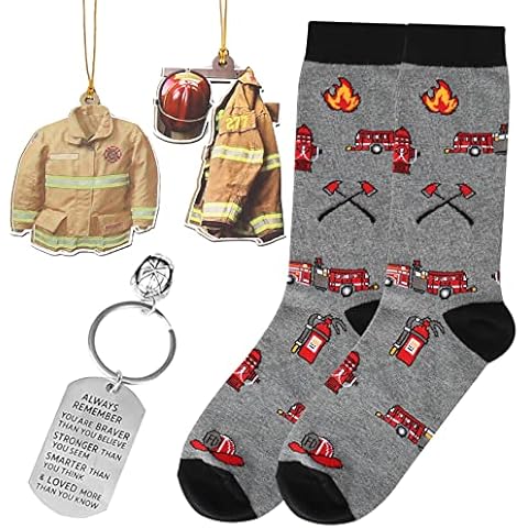 Firefighters Gifts For Firefighter,Firefighter Costume Charms,Firefighters Socks,Firefighters Hat Keychain,Birthday Gifts for Firefighter,Firefighter Appreciation Gifts Cover