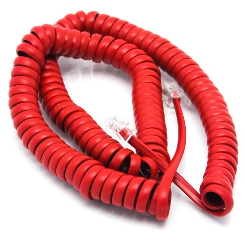 Telephone Cord Handset Curly - Phone Color Crimson Red 15ft - Works on virtually all Trimline Phones and Princess Telephones - Landline Telephone Accessory iSoHo Phones