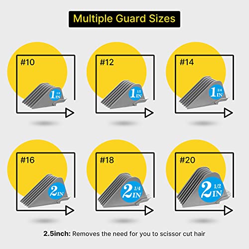 Clipper Guards For Wahl 10 12 14 16 18 20 Hair Clipper Guards 6Pcs Extra Long Clipper Guard Attachments 2.5 Inch Clipper Guides Multiple Sizes Universal 2.5", 2.25", 2", 1.75", 1.5", 1.25" (Gray) #TOP4