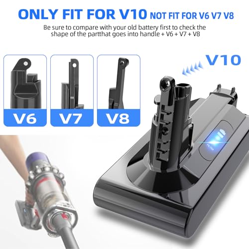 Image of 25.2V 5.0Ah 5000mAh V10 Battery Replacement, Compatible with Dyson Cyclone V10 Animal /Absolute /Motorhead SV12 Cordless Stick Vacuums, with Post HEPA Filter and Brush (Not Fit SV10)