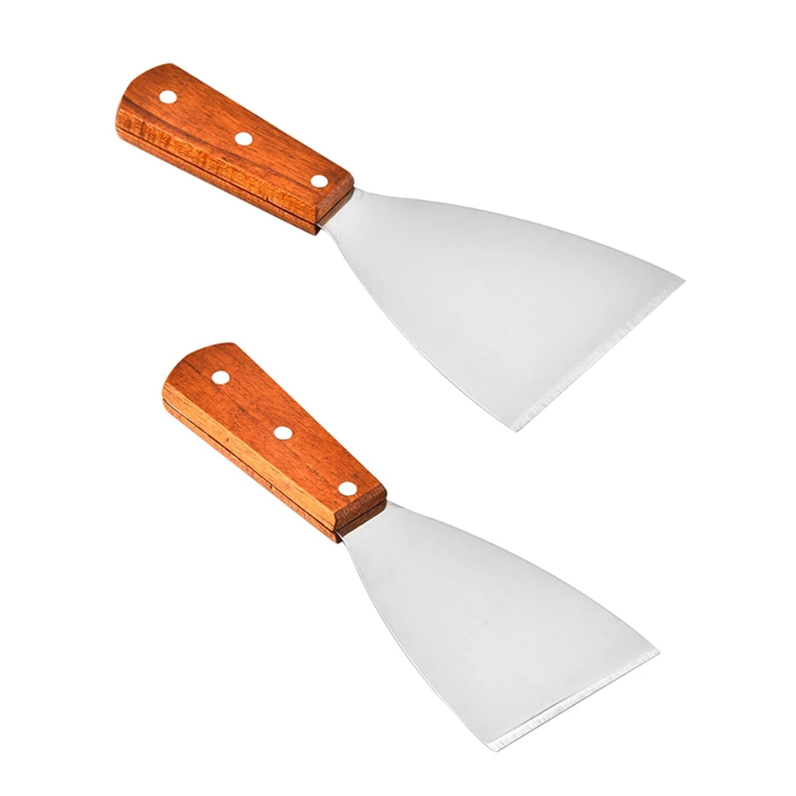 2 Stück Edelstahl Holz H Kochspatel Spatel rutschfeste ergonomische Küchenhelfer for Steak Pizza Kochutensilien