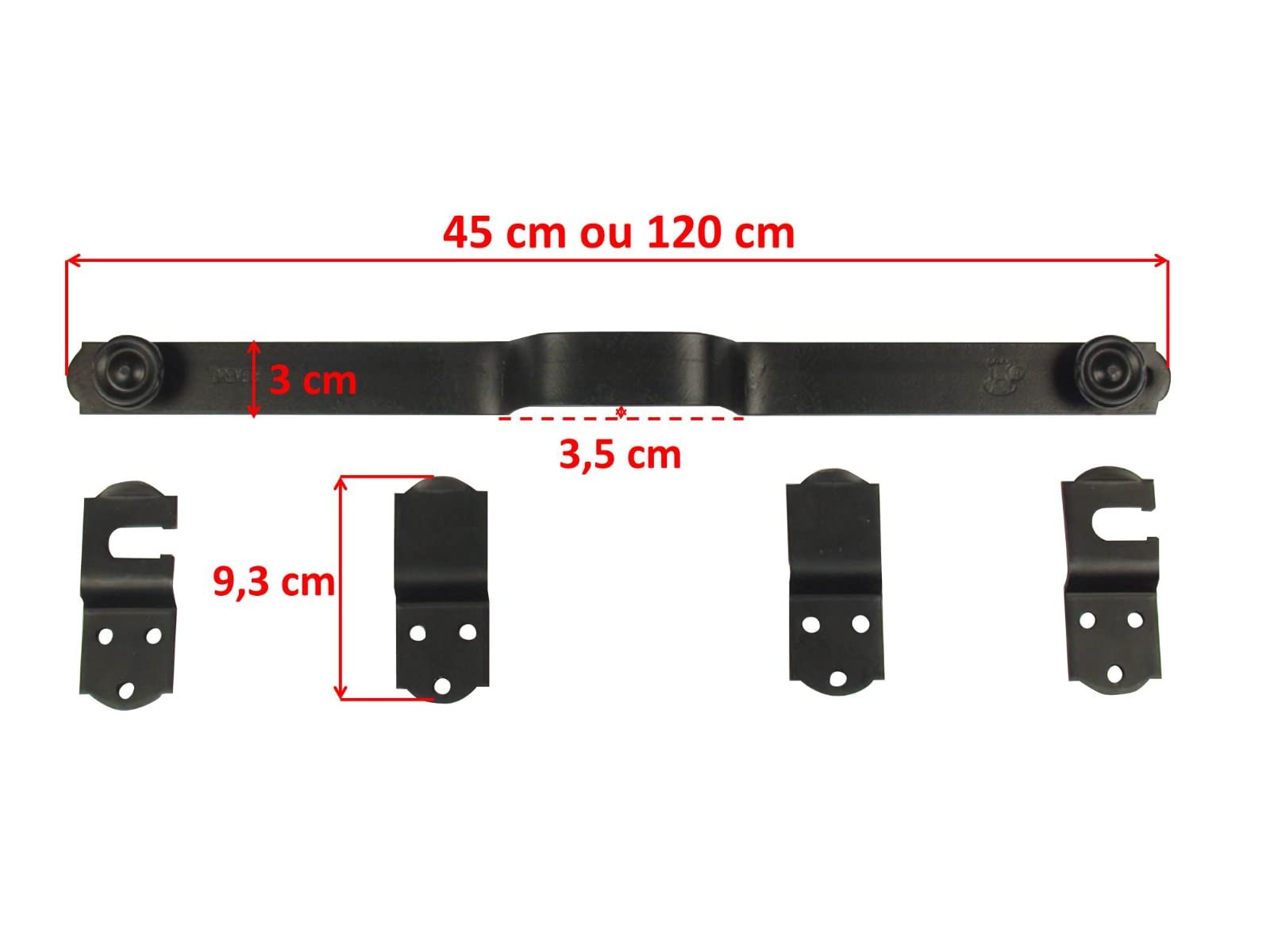 Barre sécurité à Bouton 45cm Noir