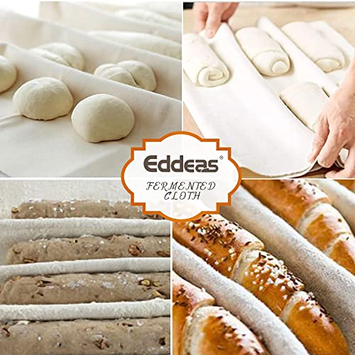 Eddeas French Bread Proofing Cloth, 17" X 14" Heavy Duty Dough Bakers Couche Canvas, 100% Natural Flax Heavy Duty Linen, Shaping Tool For Baguettes, Pastry, Ciabatta & Loaves #TOP3
