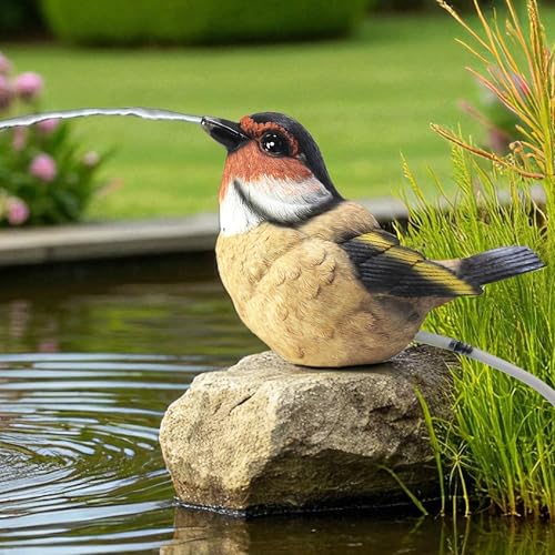 Arnusa Solar Wasserspeier – Teichfigur mit Solarpumpe & Wasserspiel – Gartendeko aus Polyresin realistische Optik – Solarbrunnen mit...