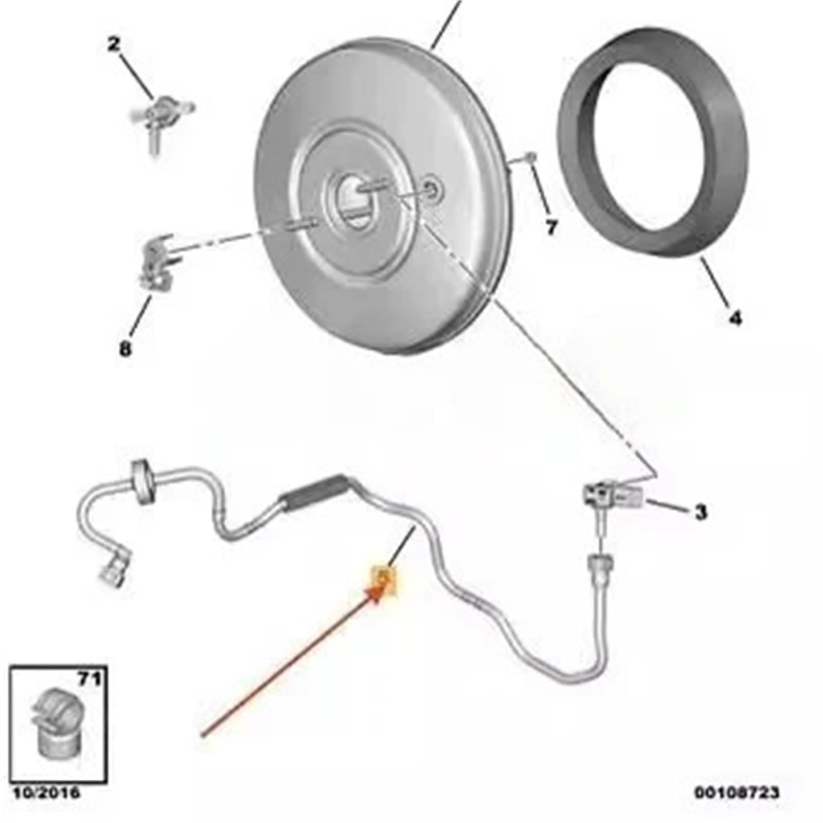 rura hamulcowa Wąż podciśnieniowy układu hamulcowego pasujący do Peugeota 4008 5008 308S 408 2014-2017, pasujący do Citroena C5 Aircross(B)
