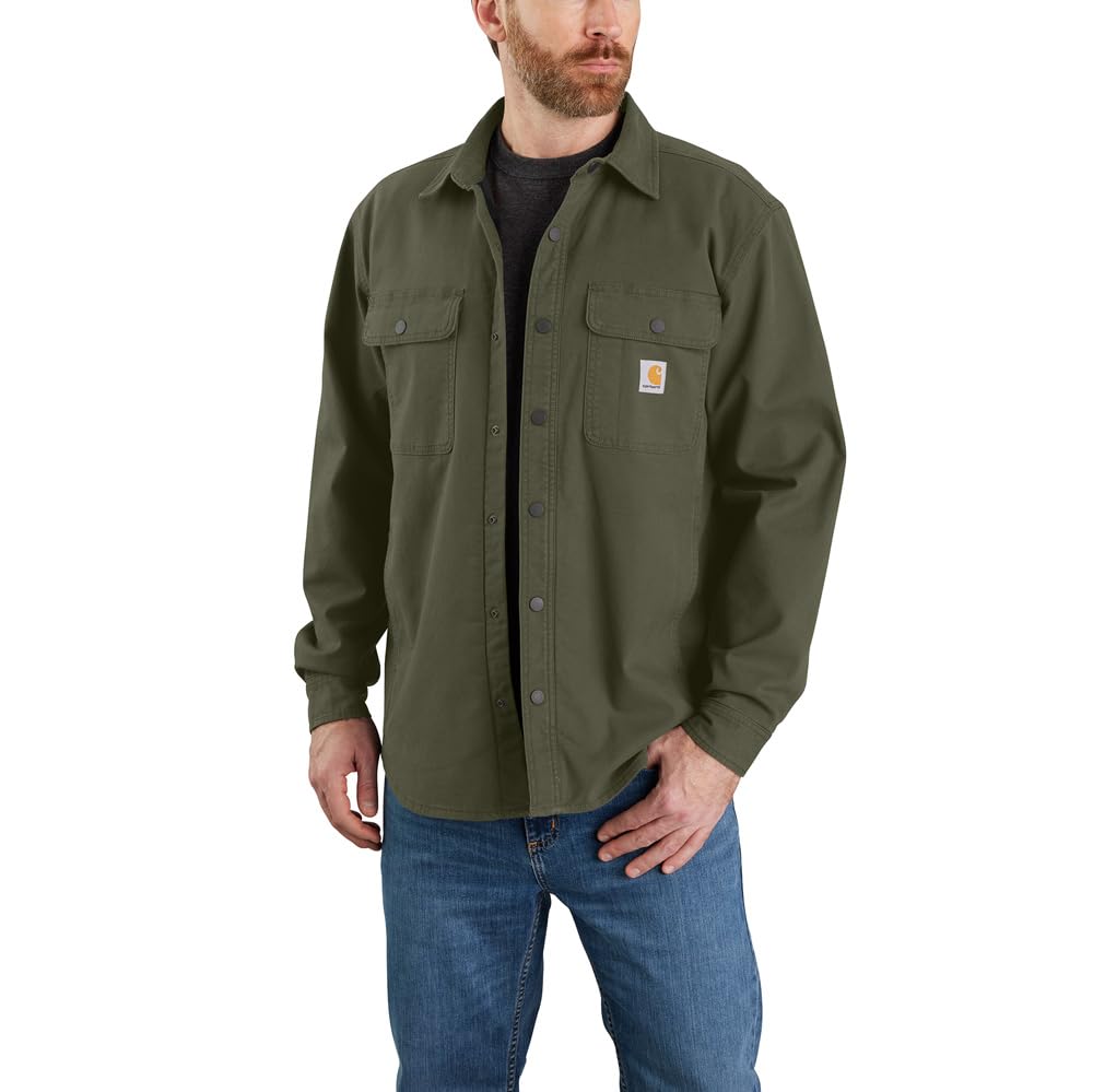 Carhartt Jac - Camicia da uomo in tela foderata in pile, vestibilità comoda, Basilico, L