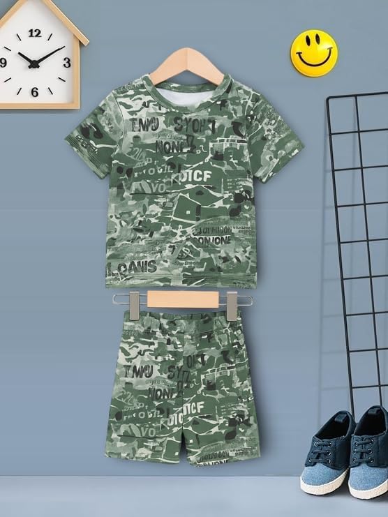 Image of UZARUS Kids Boys' Printed T-Shirt and Shorts Combo Set | Comfortable Summer Wear | Daily Casual Outfit | (Pack of 3)