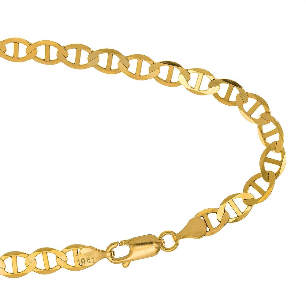 JewelStop10k Solid Yellow Gold 3.2 mm Mariner Chain Bracelet, Lobster Claw - 7 Inches, 1.7gr.