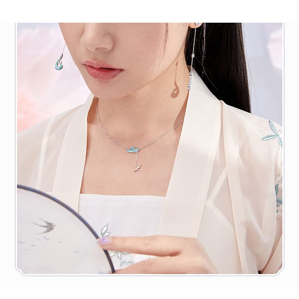 Collana da Donna Le Onde sotto Forma di Nuvole smaltate, Piene di Desiderio di Desiderio, Collana squisita, collane di Lusso per Le Donne per Collezione Regali Decorazioni Costume