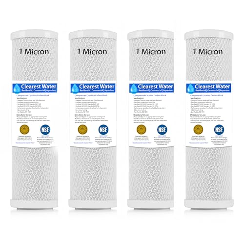SUPERIOR FILTERS 1 Micron carbon Filter - Whole House Water Filter Cartridge - High-performance 10-inch Replacement - Compatible with All Whole House Water Filter System - 10 X 2.5-4 Pack