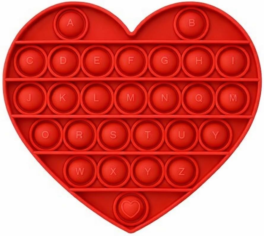 Fidget Sensory Toy for Girls Toddlers, Alphabet Embossed Red Heart Pop Bubble, Calming & Educational Toy for Focus and Fine Motor Skills, Autism & ADHD Support. Valentines, Xmas, Birthday Party Gift