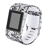 Gealpoor for Fitbit Surge, Replacement Adjustable Band Strap for Fitbit Surge (White Black Floral, Large)