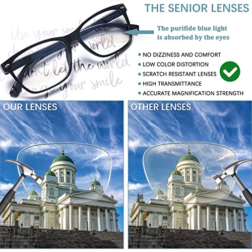 Clasaga Progressive Multifocus Reading Glasses For Women, Blue Light Blocking Ladies Computer Readers With Spring Hinge (3 Mix Color, 1.25, Multiplier_X) #TOP4