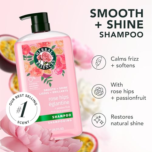 Herbal Essences Shampoo, Rose Hips + Passionfruit - Smooth Collection, Shiny Hair with Vitamin E & Jojoba, Safe for Color Treated Hair, Floral Scent, Cruelty-Free, Dermatologist-Tested, 29.2 Fl Oz - Image 3