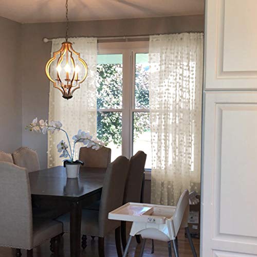 Mysky Home Pom Pom Wood Beige Sheer Curtains For Bedroom Light Filtering Semi-Sheer Curtains For Nursery Girls Kids Room Rod Pocket Boho Voile Draperies Wood Beige 52 X 95 Inch 2 Panels #TOP2