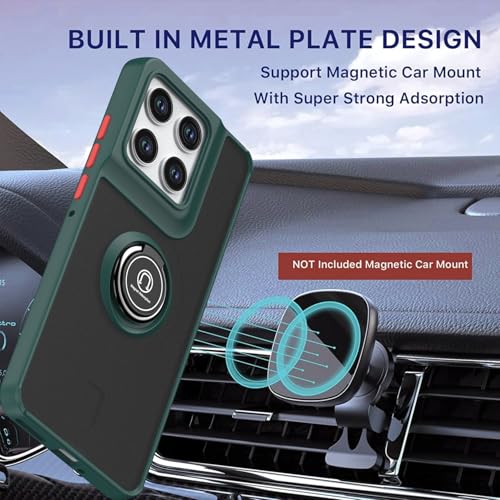 Image of QUIETIP Case for Motorola Edge 70 with Screen Protector,Magnetic Ring Car Stand Silicone Translucent Matte Drop Protection Cover,Green