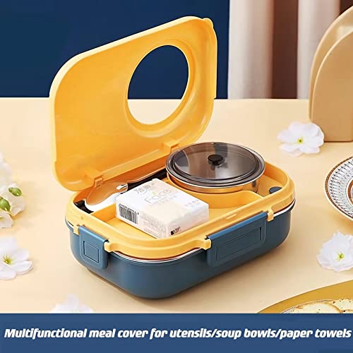 Yingluo Lunch Box,Hot Water Heating Portable Food Warmer,Removable 304 Stainless Steel Spoon And Portable Insulation Bag,1.1L,Yellow #TOP2