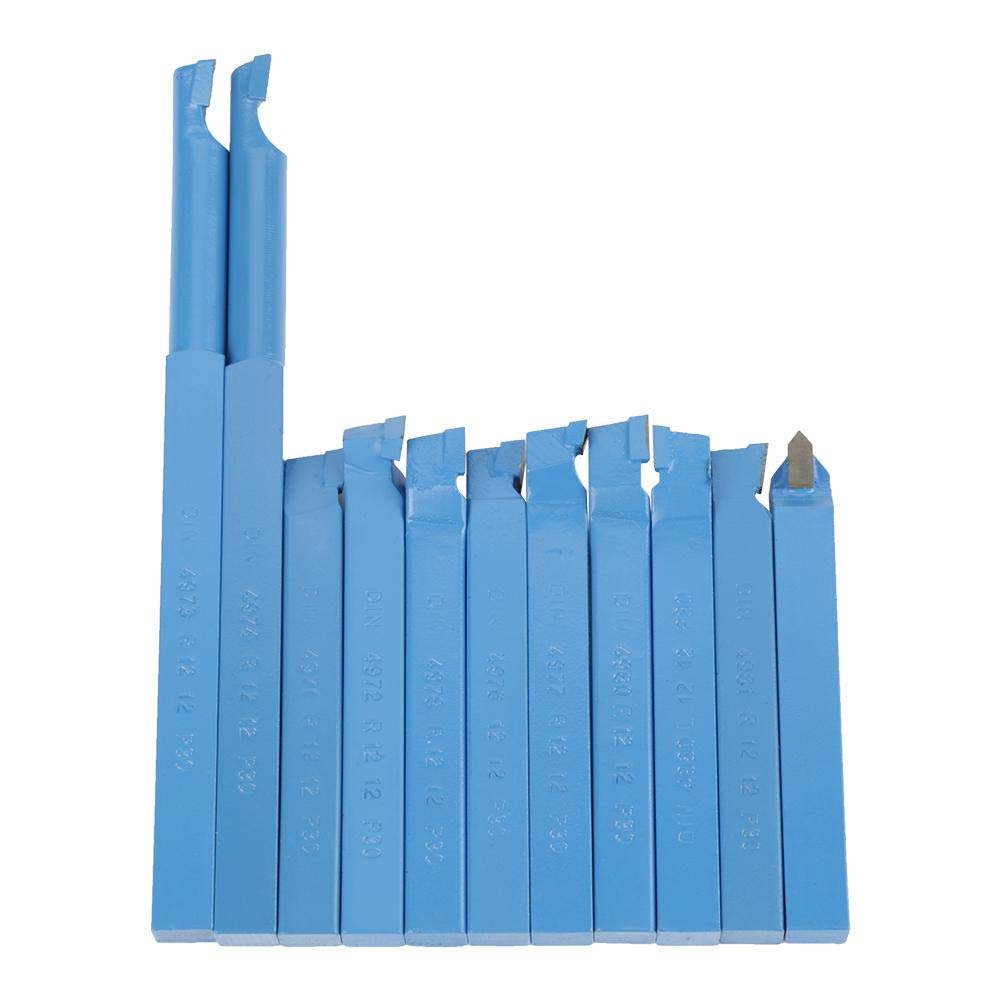 Zoegneer Set Di Utensili Per Tornio In Metallo Con Punta In Carburo, 11 Pezzi, In Acciaio Ad Alta Velocità, Buona Durezza, Alta Durezza (10 X 10 Mm - Foto 8