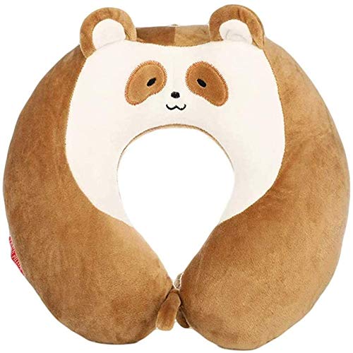 zdffgcgvg Almohada de Peluche, Almohada de Felpa para el Cuello con cordón de Viaje en Forma de U Animal (Oso Pardo)