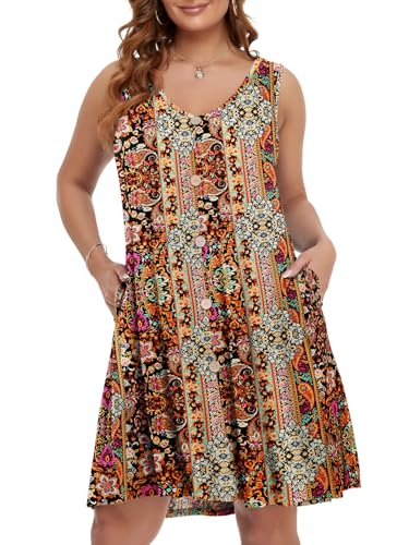 Image of BELAROI Summer Dresses for Women Beach Tshirt Sundress V Neck Casual Swing Tank Dress Swimsuit Cover Ups Pockets