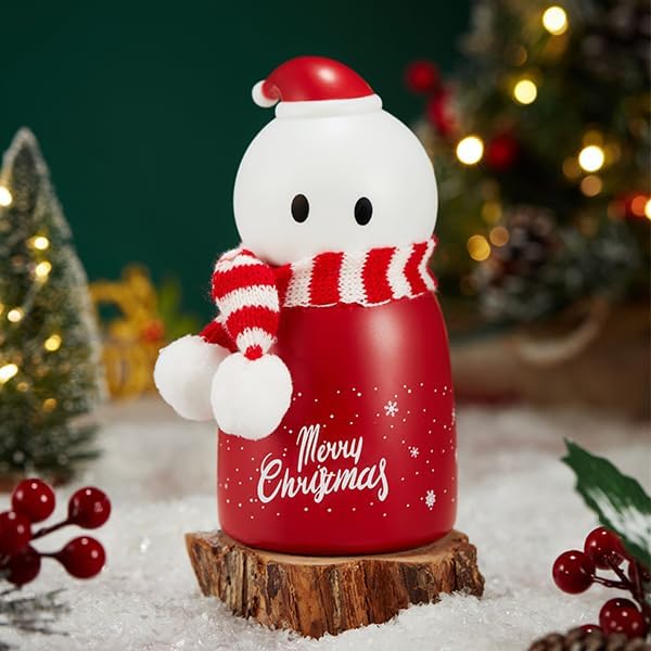 Christmas Tumbler Snowman with Scarf 316L Insulated Kids Stainless Steel Travel Water Bottle 12oz Christmas Gift Box