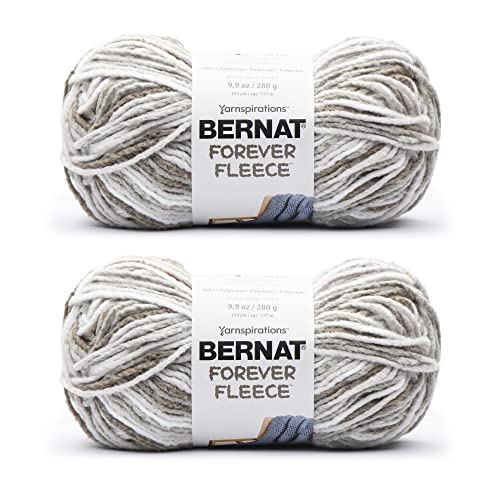 Image of Bernat Forever Fleece Latte Yarn - 2 Pack of 280g /9.9oz - Polyester - 6 Super Bulky - 194 Yards - Knitting /Crochet