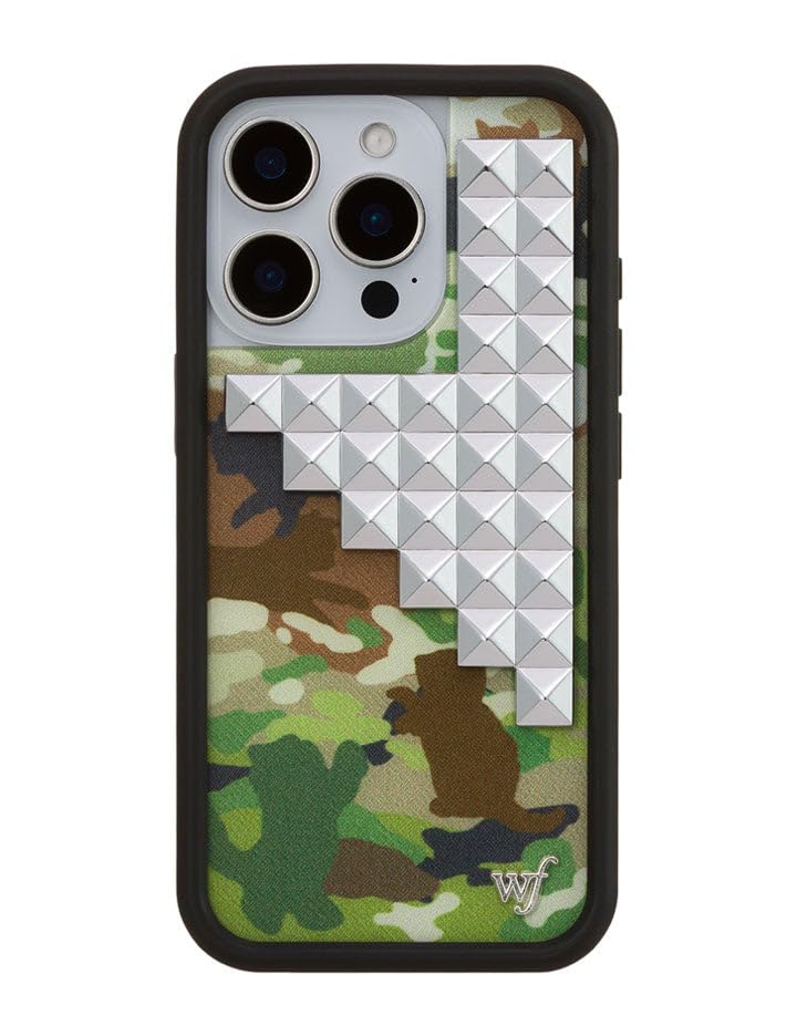 Image of Wildflower Cases - iPhone 16 Pro Compatible - Stud Collection - Cat Camo | Impact-Certified 6.5 ft Drop Protection Case, Raised Protective Bumper, Cute Aesthetic Design, Women-Owned Small Business