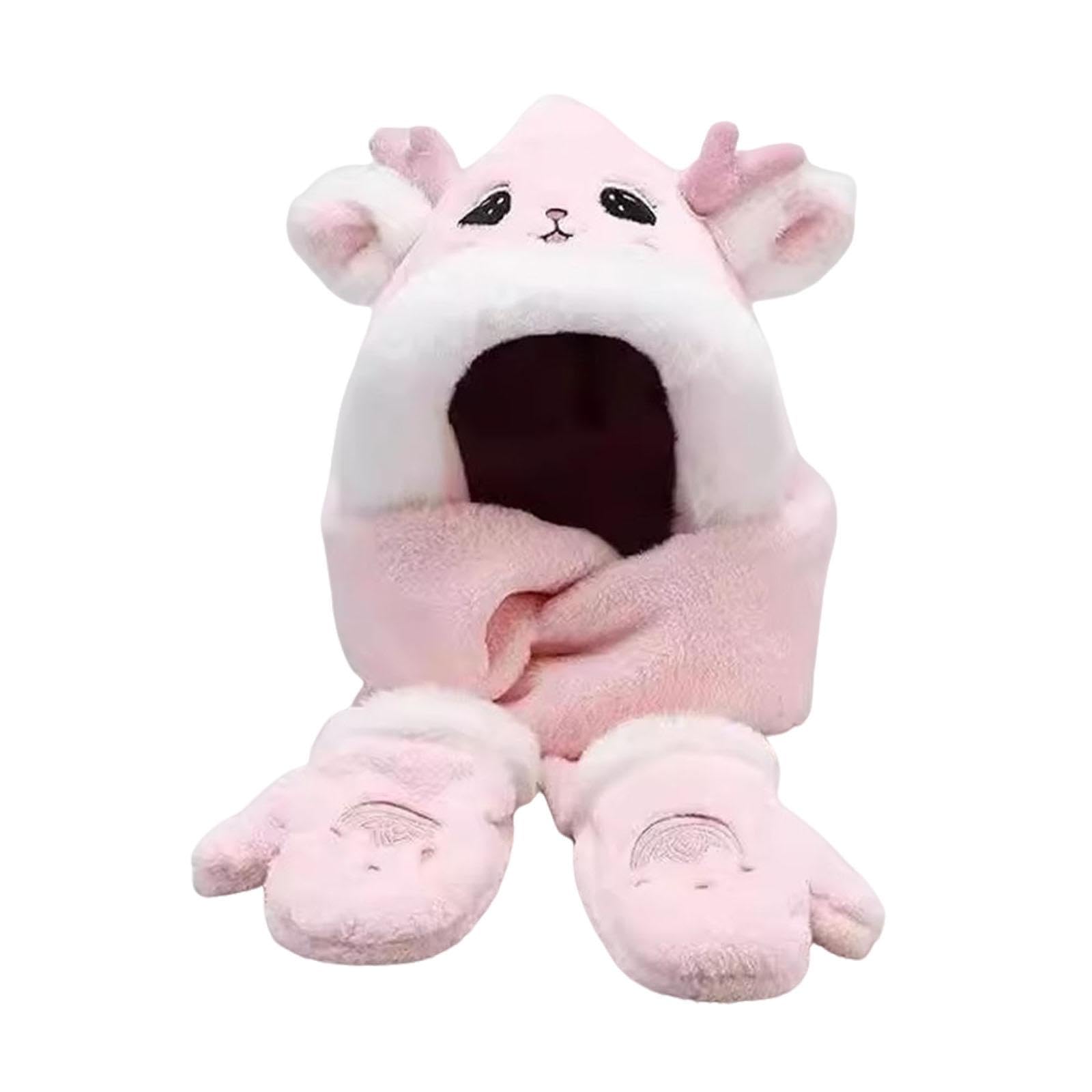The Style SutraWomen Hooded Scarf Thick Cute Ear Hat Gloves Scarf Set for Stage Performance Pink|Clothing, Shoes & Accessories | Womens Accessories | Hats-image-19
