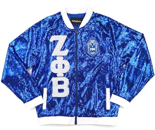 Big Boy Zeta Phi/Φ Beta Divine 9 S4 Sequins Jacket [Royal Blue - XL] - ID#71781