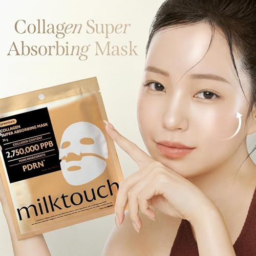 Image of MILKTOUCH Real Collagen Overnight Mask with PDRN (4 pcs), Korean Hydrogel sheet mask with PDRN, Real Collagen 2,160,000PPB for Elasticity, Hydrating, Firming, Anti‑Aging, Glass‑Skin