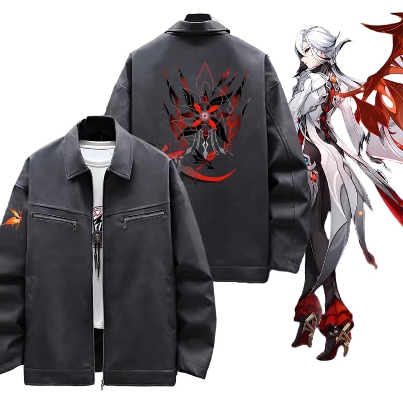 Amazon.co.jp: 原神 げんしん 仆人 パーカー 長袖 PU革 召使 阿蕾奇诺