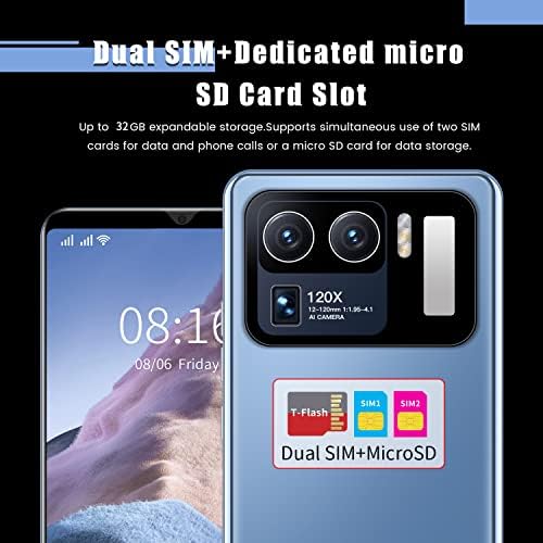 Sim Free Mobile Phones Unlocked, Basic Android Phones, 5.5 Inch IPS Touchscreen, 5MP+2MP Dual Cameras, 2800mAh,Wifi, Bluetooth, GPS Cell Phones (M12Uitra-Blue)