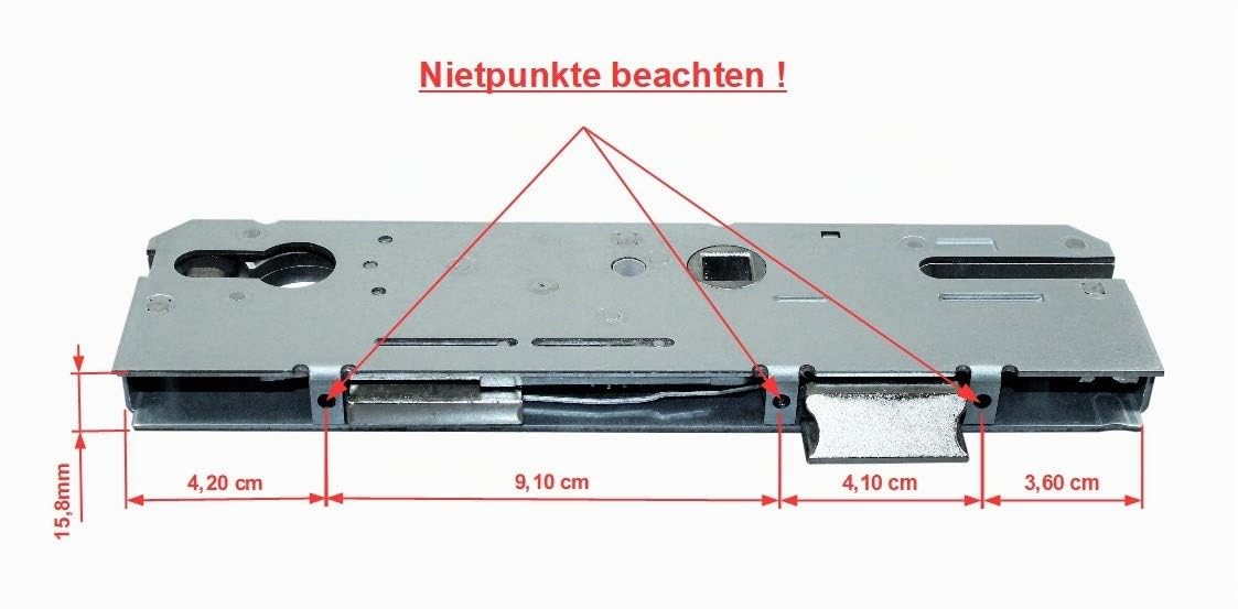 KFV Reparatur Schlosskasten Hauptschloss AS 8250 Dornmaß: 40mm (37mm) / Entfernung: 92mm, incl. SN-TEC® Montagematerial zum Schrauben und Nieten & SN-TEC® Montageanleitung