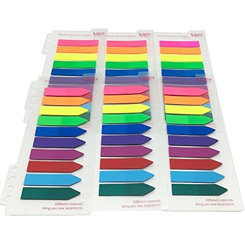 Yowanted 6 Sets Bookmark Colored Index Tabs Flags Fluorescent Sticky Notes for Page Marker 10 Colors 900 Pieces Cover