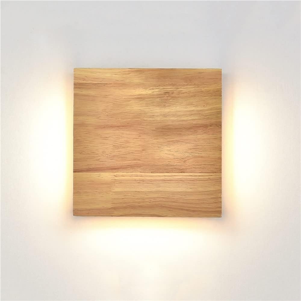 Lampada da parete, 9 W, a LED, quadrata, in legno, lampada da interni in acrilico, per testiera, soggiorno, camera da letto, corridoio