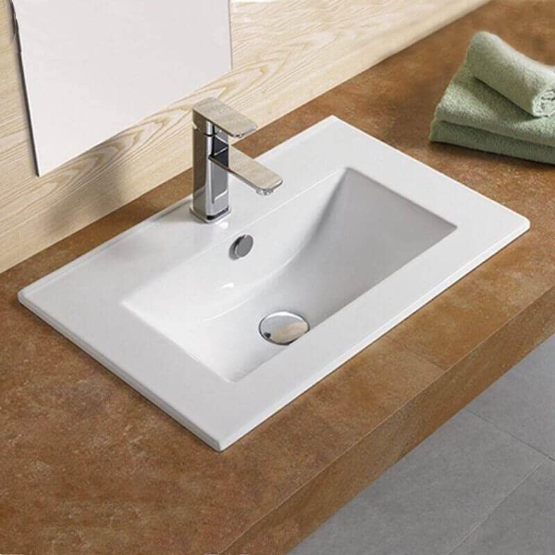 Rue Du Bain City - Lavabo empotrable (cerámica, 61 x 47 cm), color blanco