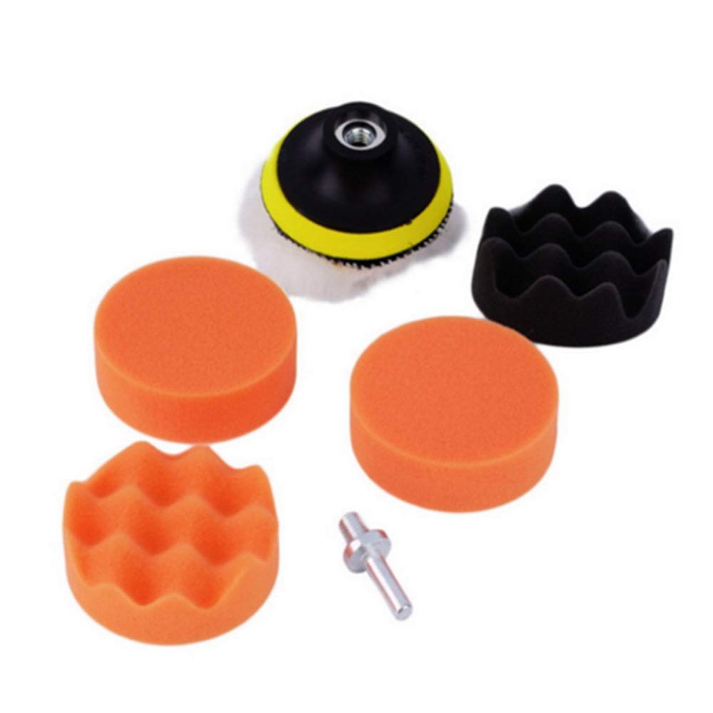 Tampons de Polissage pour Voitures, Disque de Polissage for Cire de Voiture, Boule de Laine, éponge, Polissage de Roue, Ensemble de 7 pièces, 3 à 7 Pouces for polisseuse de Voiture(7 inches)