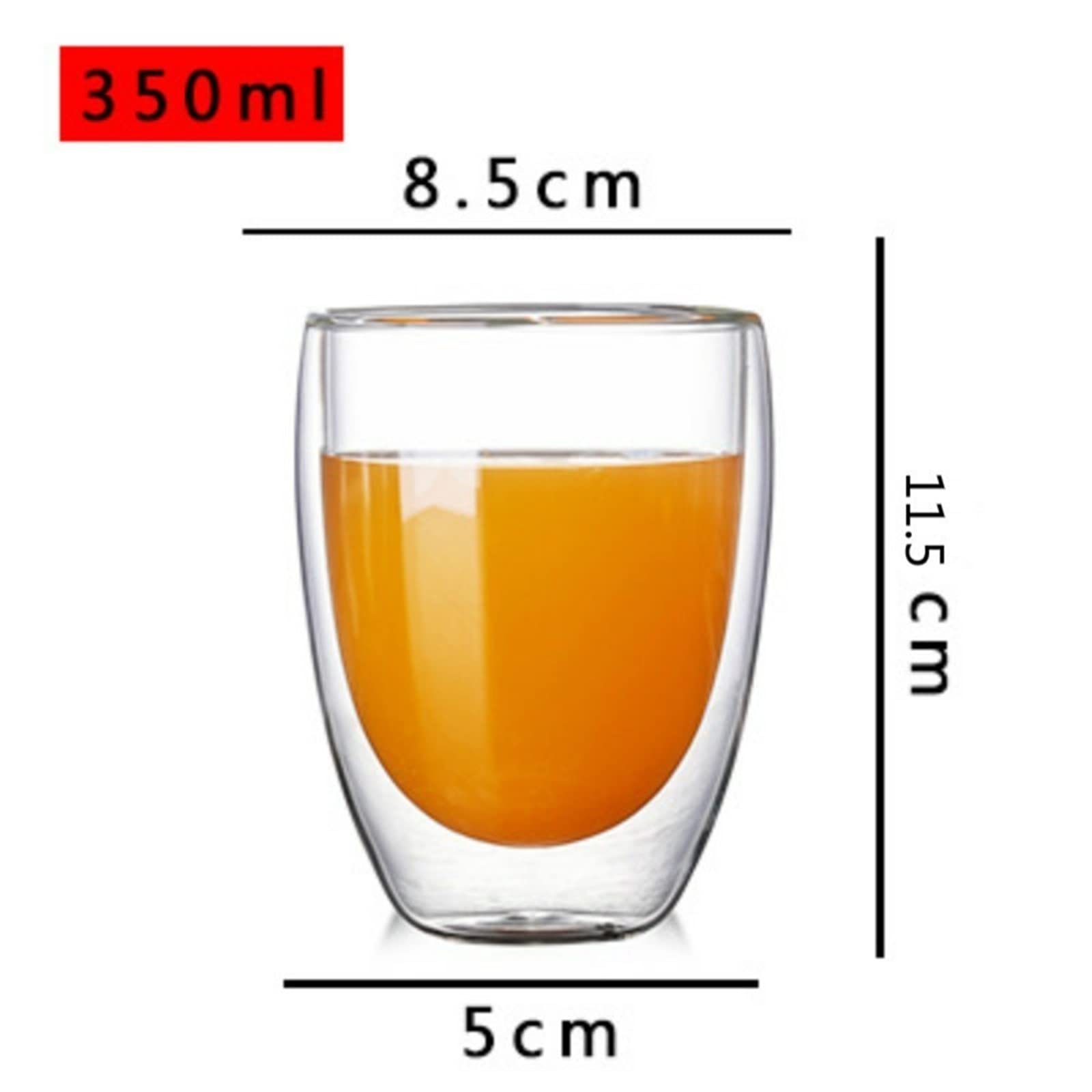 Reise-Kaffeetasse, doppelwandiges Glas, Kaffeeglas, transparentes Teetassen-Set, Glas, Kaffeetasse, Geschenk, Haushaltsgetränke (350 ml, 1 Stück)