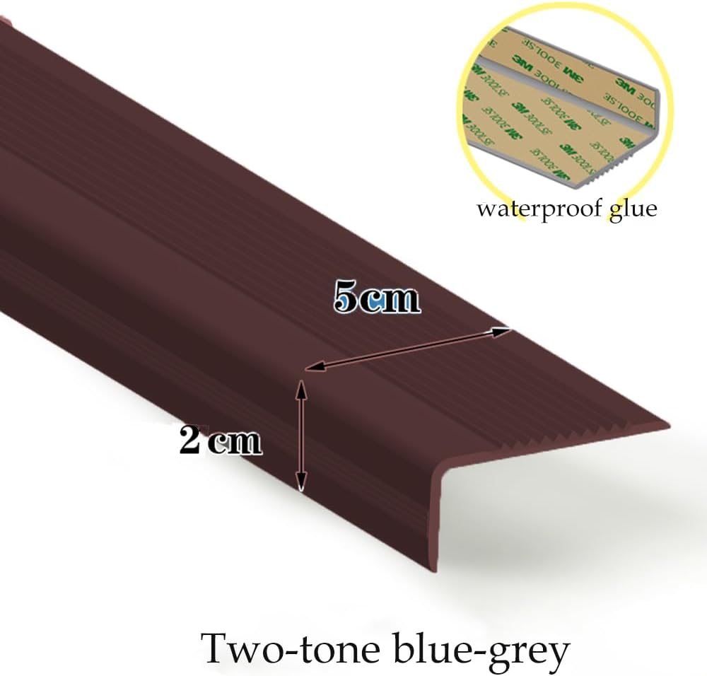 Vinyl Stair Nosing Stair Edging,Stair Edge Protector,Stair Nose Molding,Stair Edge Trim,Non-Slip Waterproof Outdoor Indoor Stair Edge Self Adhesive Rubber Strips 3.5FT Brown