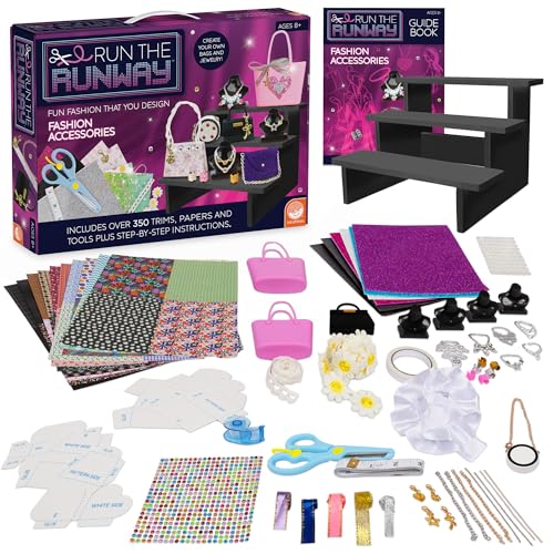 MindWare Fashion Designer Kits Ages 8+ - Run The Runway DIY Craft Kit for Girls - Creative Learning Activity for Kids - Design Dresses