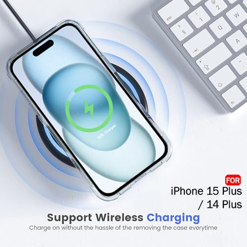 Image of TheGiftKart Hybrid Back Cover Case for iPhone 14 Plus / 15 Plus | Built-in Stand | Shockproof Hard Back Case Cover for iPhone 14+ / 15+ (PC & TPU, Clear Back, Transparent Sides)