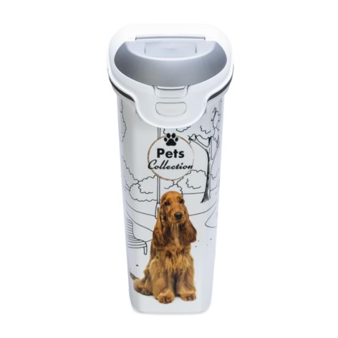 Keter Curver Contenitore Porta Crocchette per Cani, Chiusura Ermetica, Dotato di Ruote, 10 Kg/23 L, 23x50x50H cm