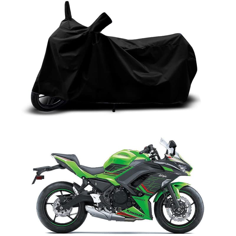 Image of 100% Scratchproof /UV-Rays /Heat Protection /Birds Dropping /Water Resistant /Dust Proof /Waterproof /Full Bike Scooty Two Wheeler Body Cover Compatible for Ninja 650 All Varients[Black]