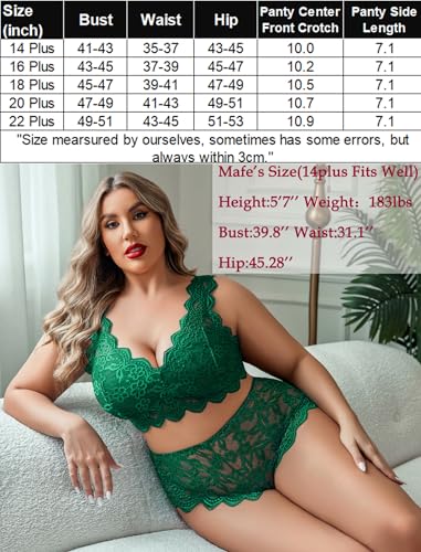 Image of Avidlove Plus Size Lingerie Set for Women Sexy Lace Halter Bralette High Waist Panty Set